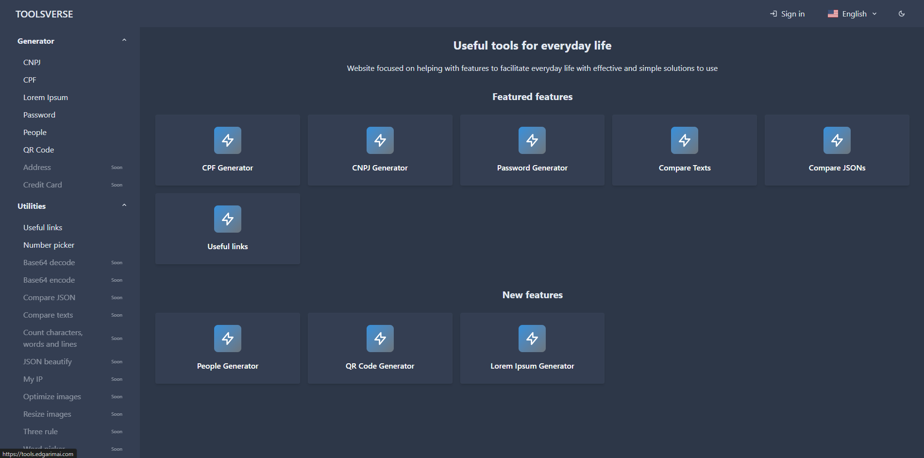 Toolsverse - Multi-tool web platform
